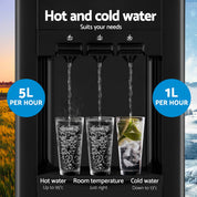 22L Devanti Premium Water Cooler Dispenser Bench Top 3 Taps Chiller Filter Purifier Three Taps Black