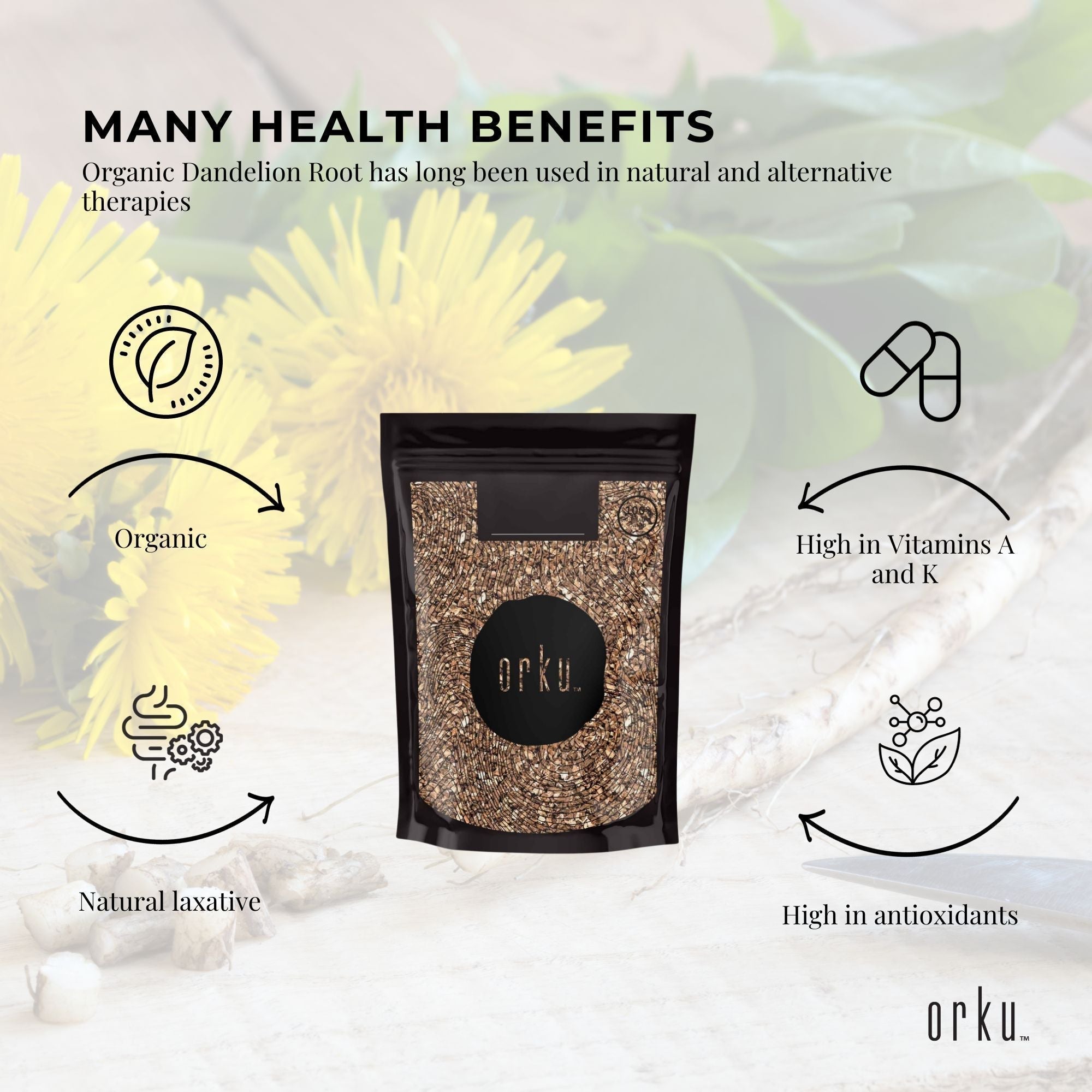 250g Organic Dandelion Root - Dried Raw Herbal Tea Supplement - Electronics > Battery Chargers & Power > Batteries