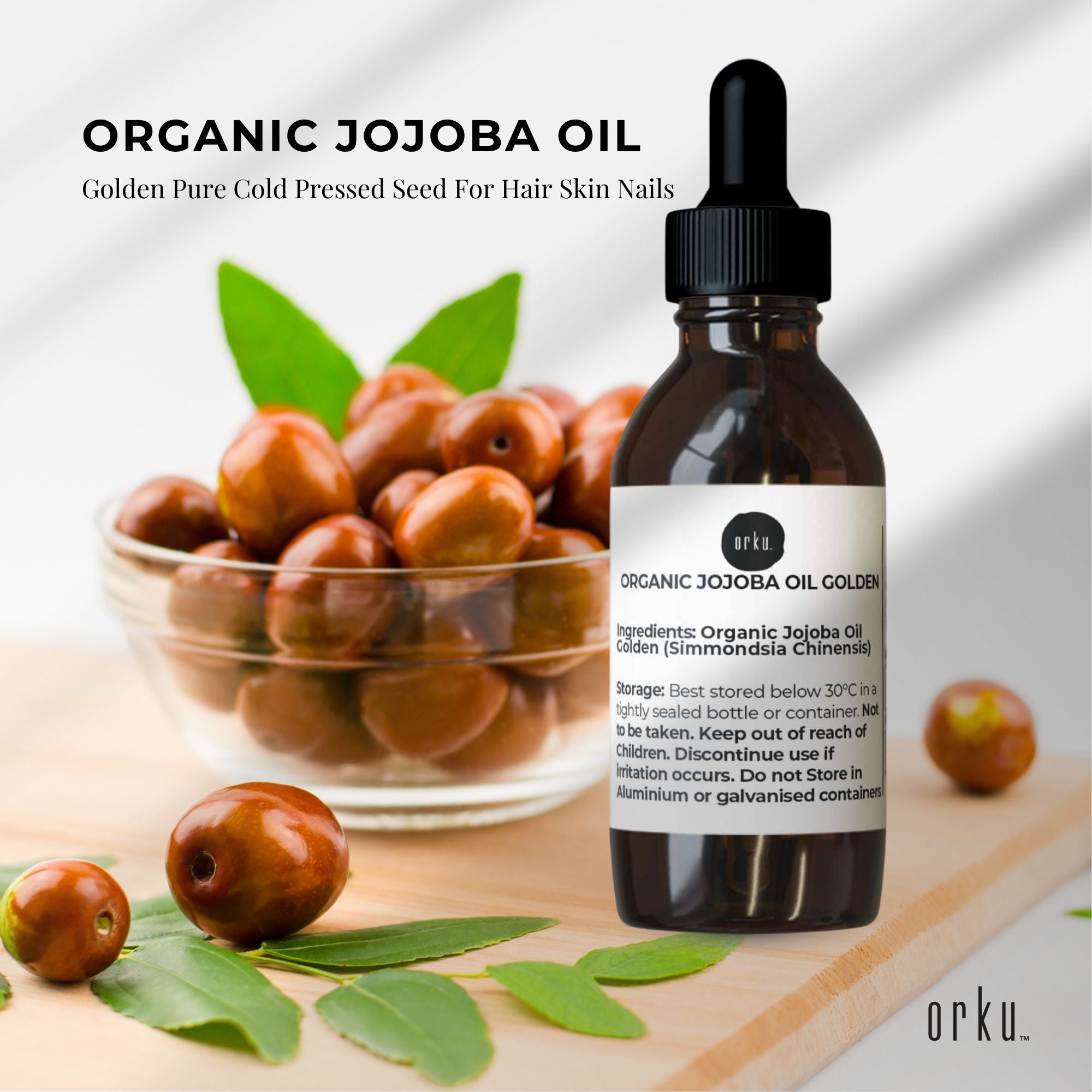 25ml Organic Jojoba Oil - Golden Pure Cold Pressed Seed For Hair Skin Nails - Health & Beauty > Skincare > Facial
