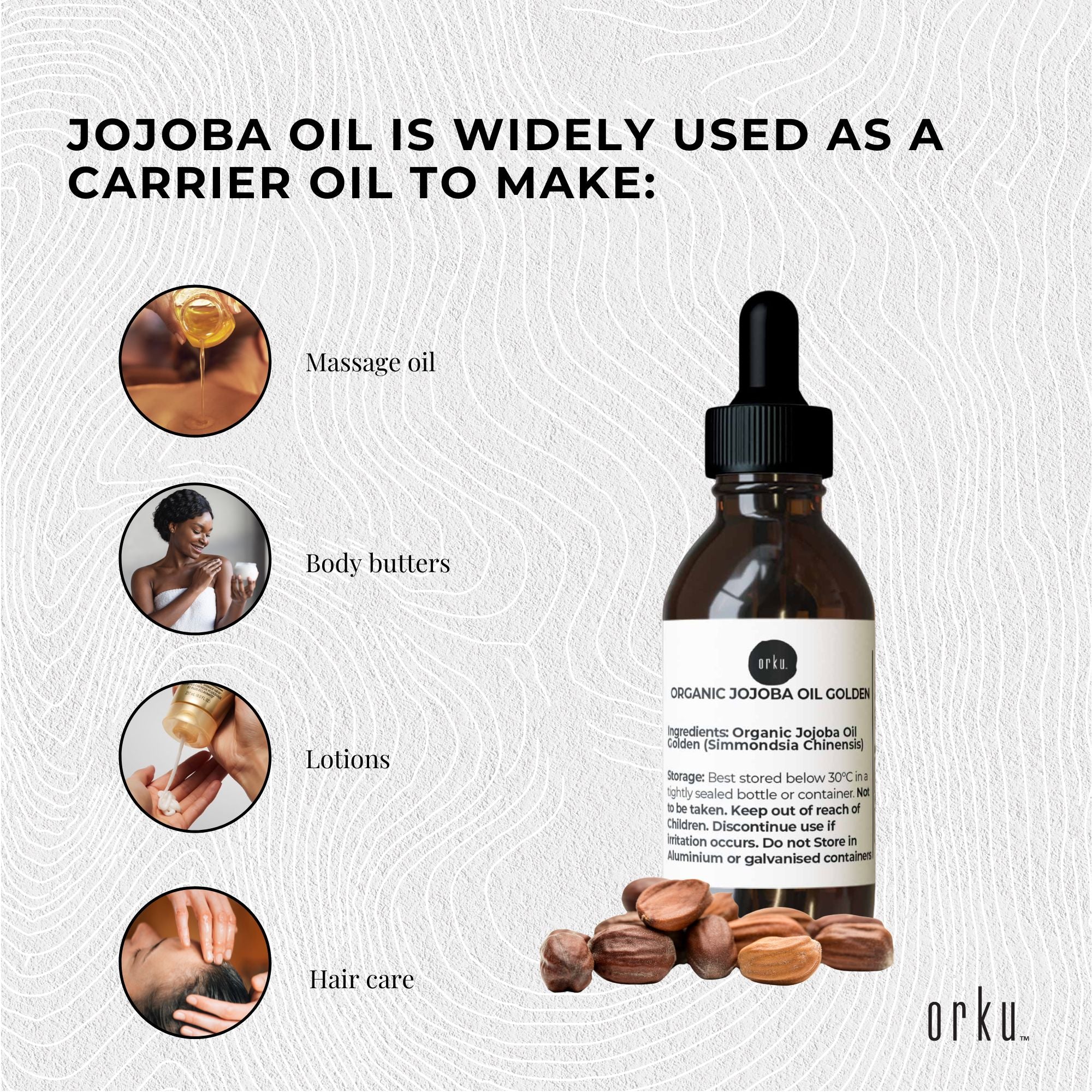 25ml Organic Jojoba Oil - Golden Pure Cold Pressed Seed For Hair Skin Nails - Health & Beauty > Skincare > Facial