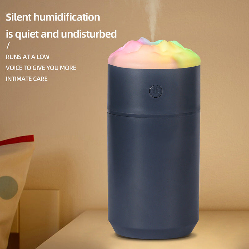 2PCS Blue Portable 350ML LED Desk Ultrasonic Wellness Humidifier with Non-Wet Design - Silent Cool Mist for Home, Office, and Car