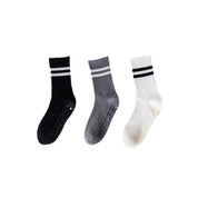 3-Pack Anti-Slip Yoga Socks - Grippy Non-Slip Pilates Dance Fitness Socks for Women(Black, white, dark grey)