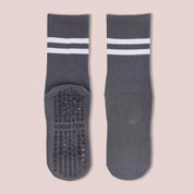 3-Pack Dark grey Anti-Slip Yoga Socks - Grippy Non-Slip Pilates Dance Fitness Socks for Women