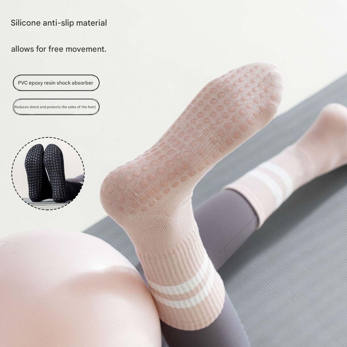 3-Pack Purple Anti-Slip Yoga Socks - Grippy Non-Slip Pilates Dance Fitness Socks for Women