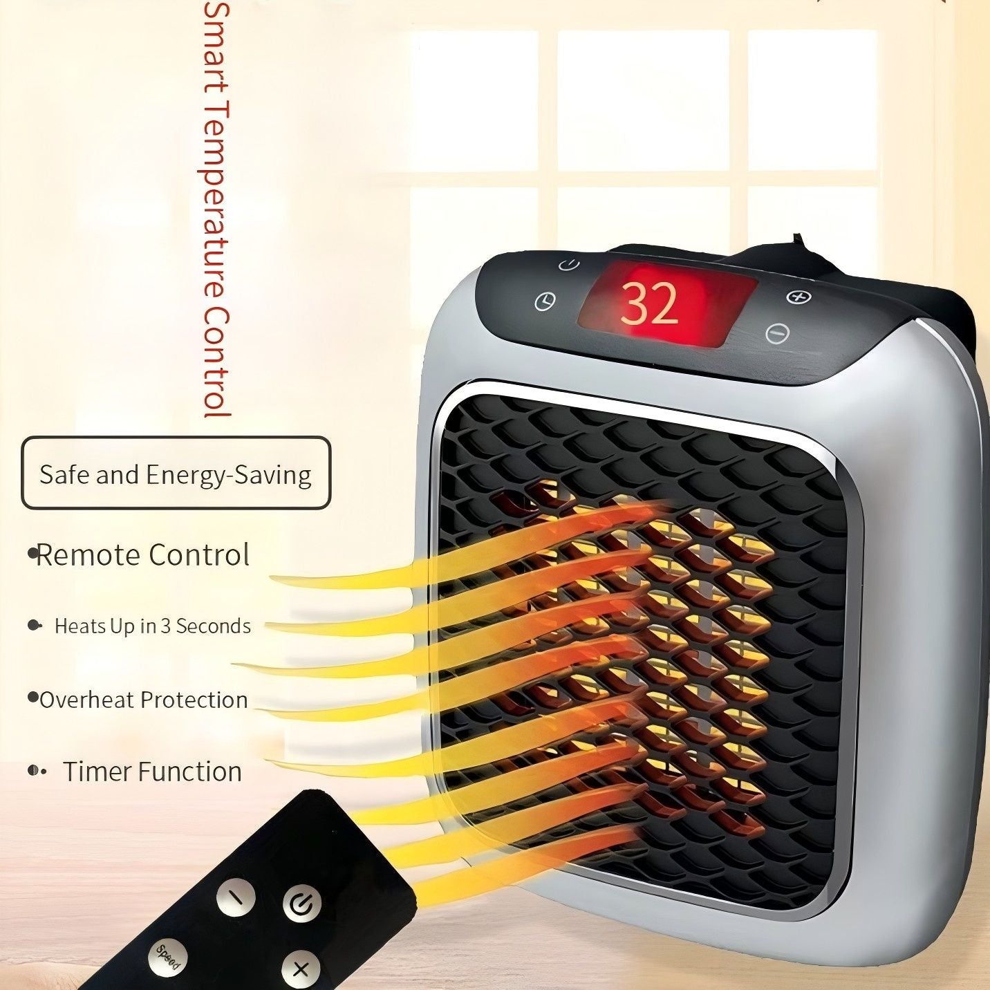 3-Second Heat Wall-Mounted Heater! Safe, Silent, Winter's "Little Sun"(BLUE)