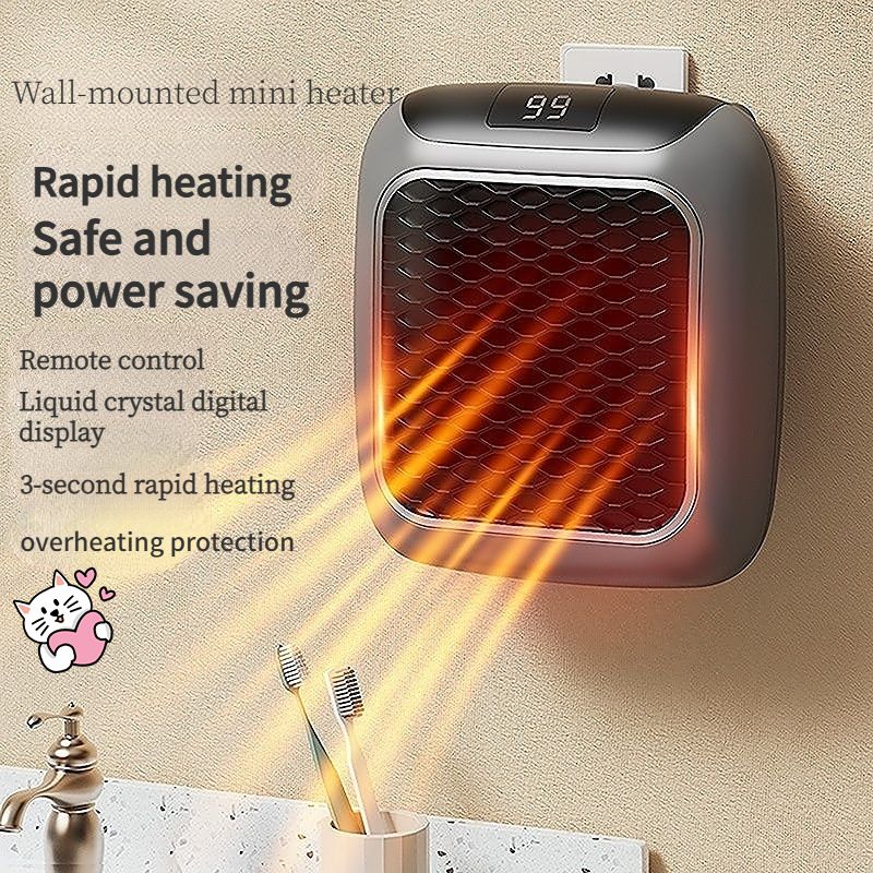 3-Second Heat Wall-Mounted Heater! Safe, Silent, Winter's "Little Sun"(BLUE)