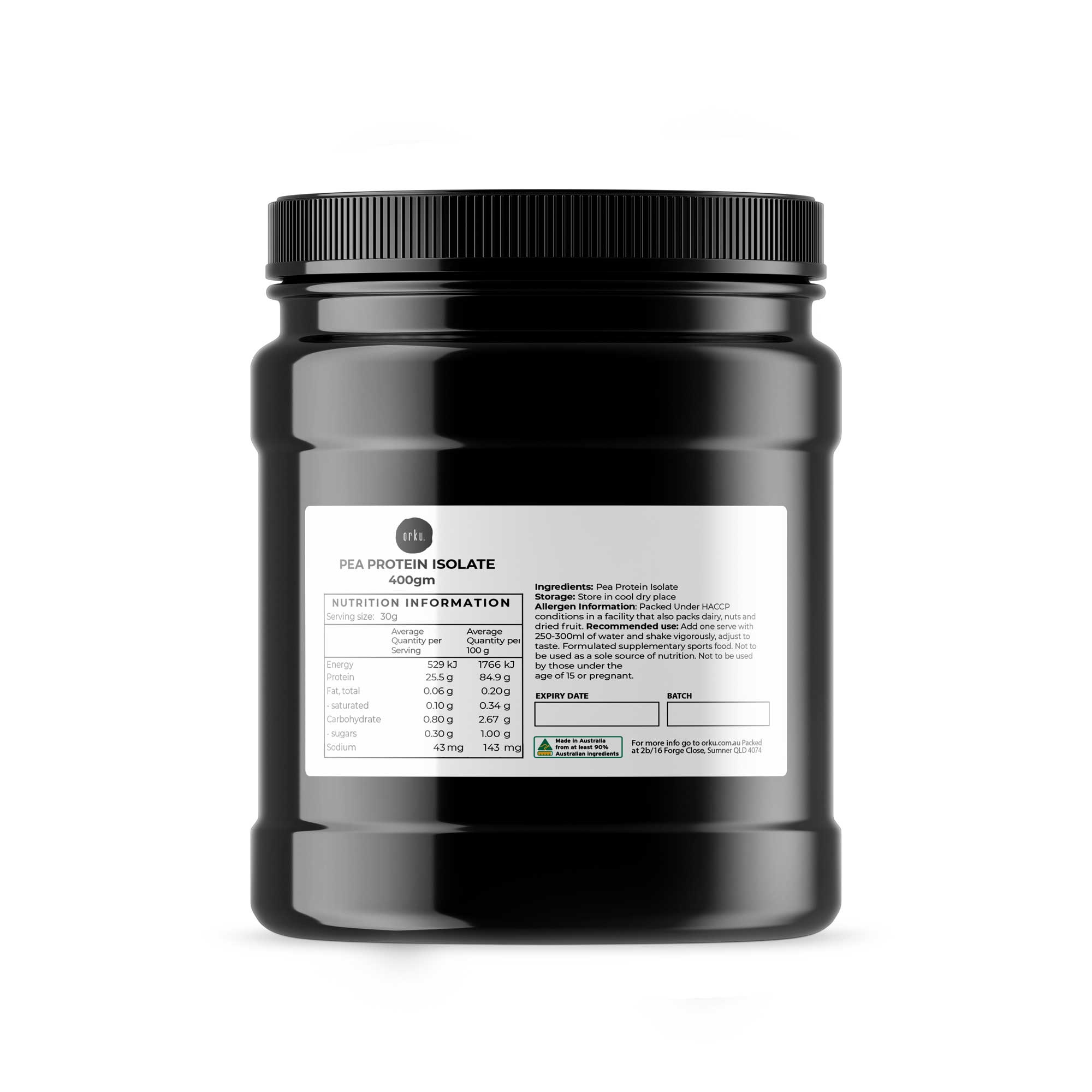 400g Pea Protein Powder Isolate - Plant Vegan Vegetarian Shake Supplement Jar - Health & Beauty > Nutrition &