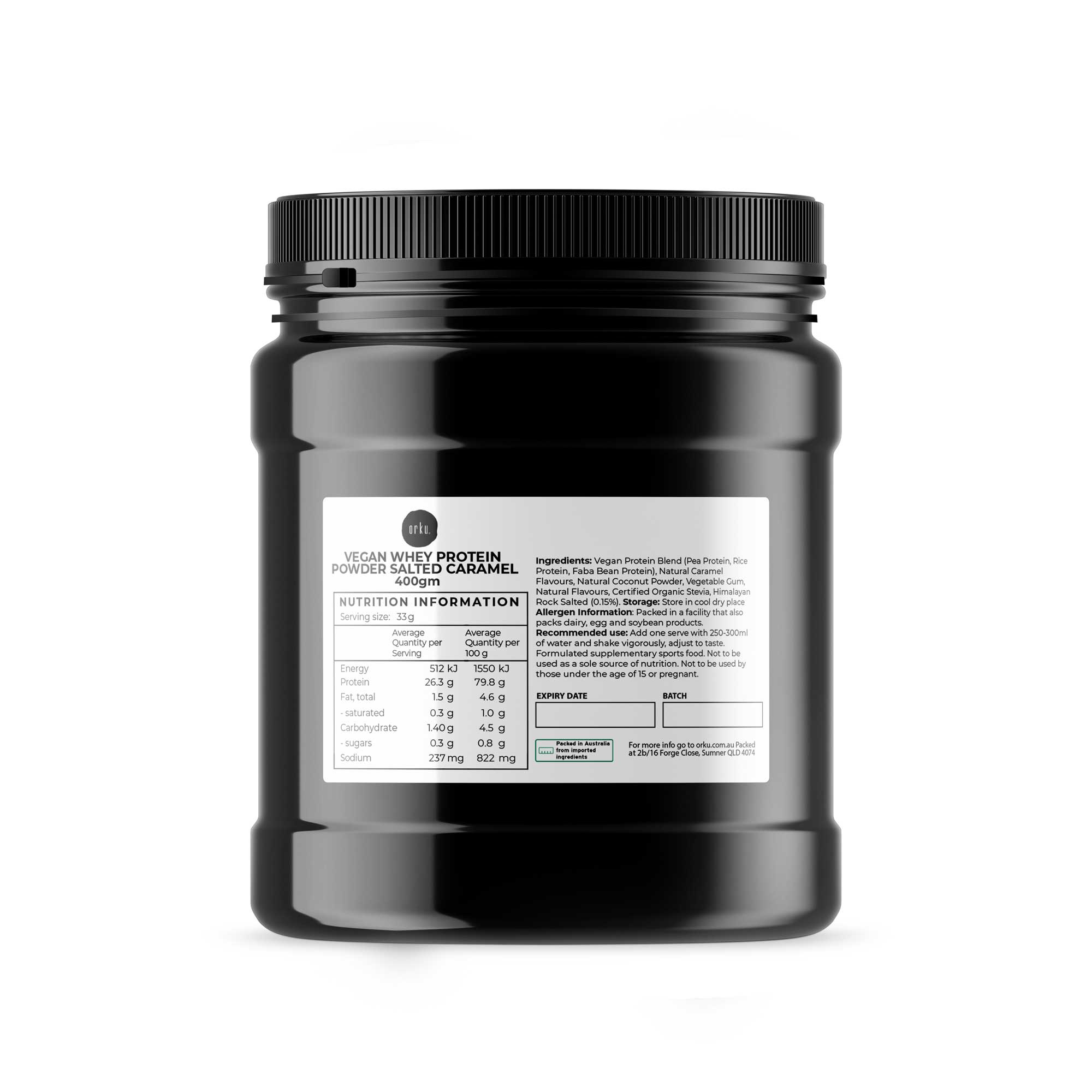 400g Vegan Protein Powder Blend - Salted Caramel Plant WPI/WPC Supplement Jar - Health & Beauty > Nutrition &