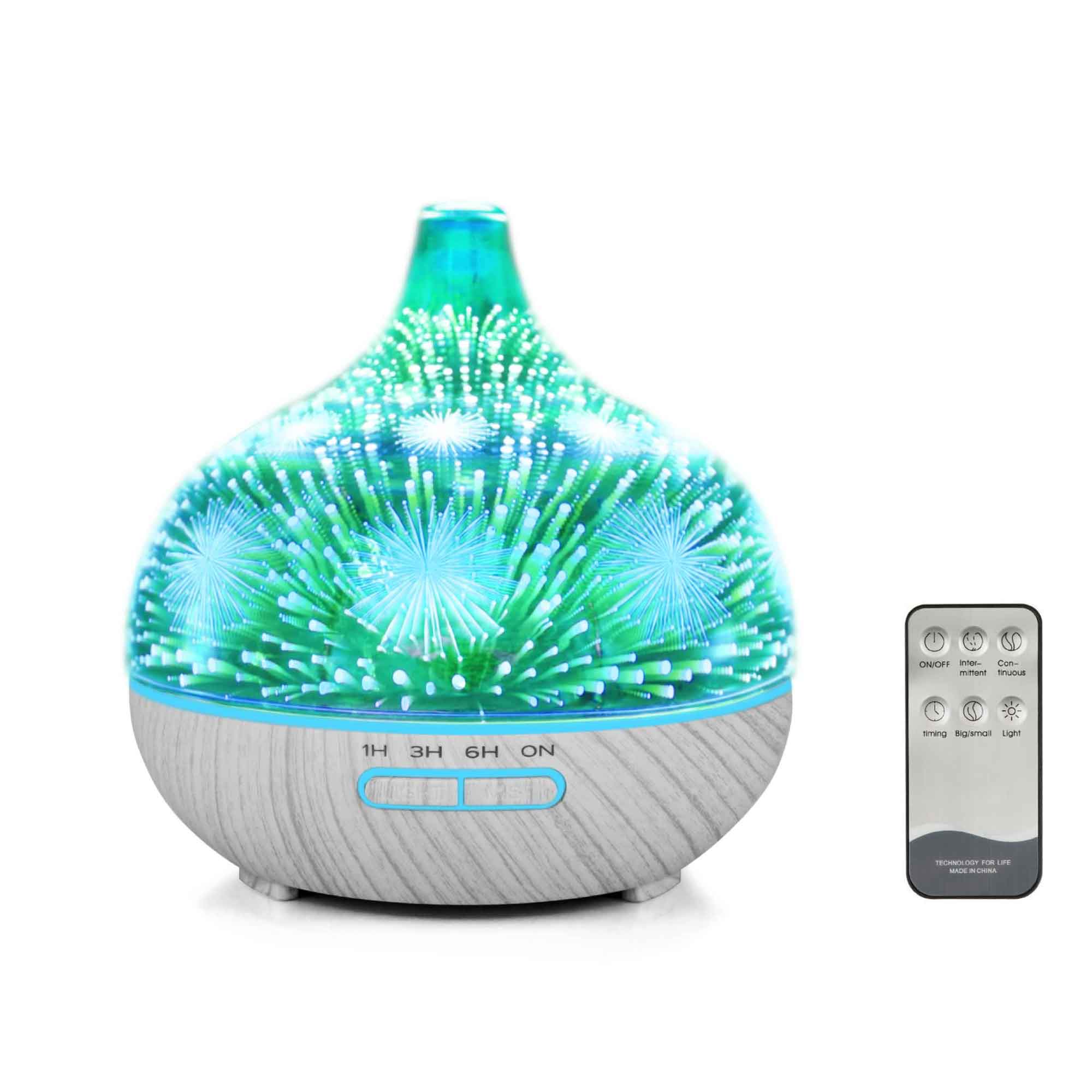 400ml Essential Oil Aroma Diffuser and Remote - 3D Glass Aromatherapy Humidifier - Appliances > Aroma Diffusers &