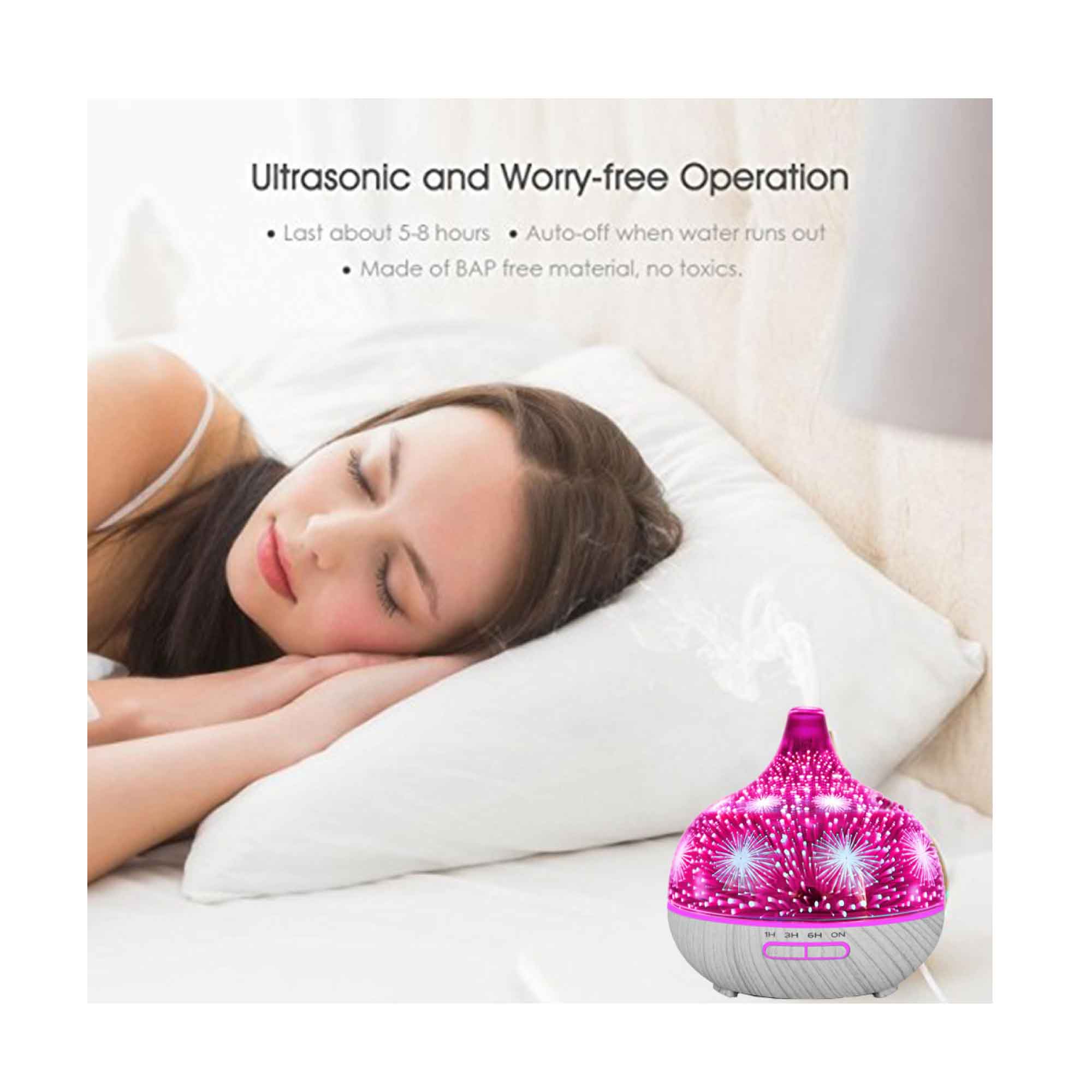 400ml Essential Oil Aroma Diffuser and Remote - 3D Glass Aromatherapy Humidifier - Appliances > Aroma Diffusers &