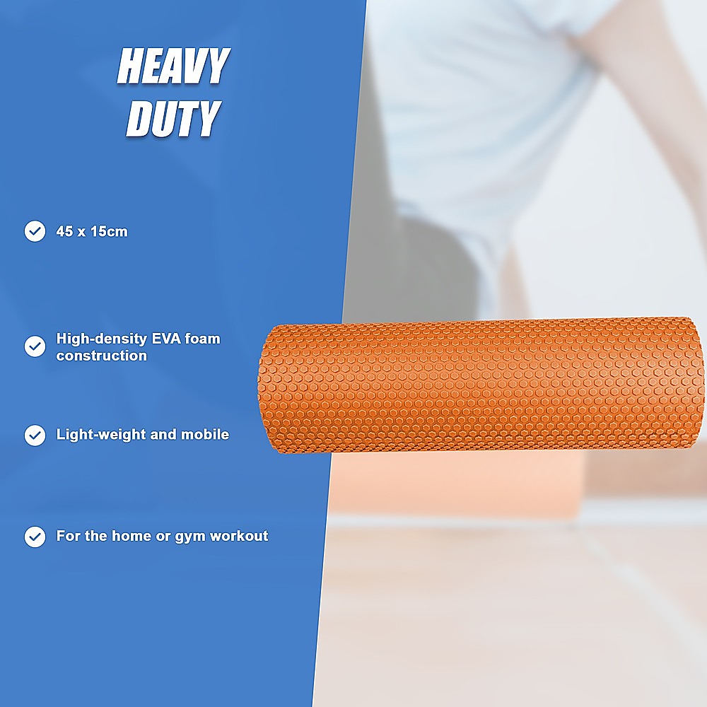 45 x 15cm Physio Yoga Pilates Foam Roller - Sports & Fitness > Exercise Gym & Fitness > Yoga & Pilates