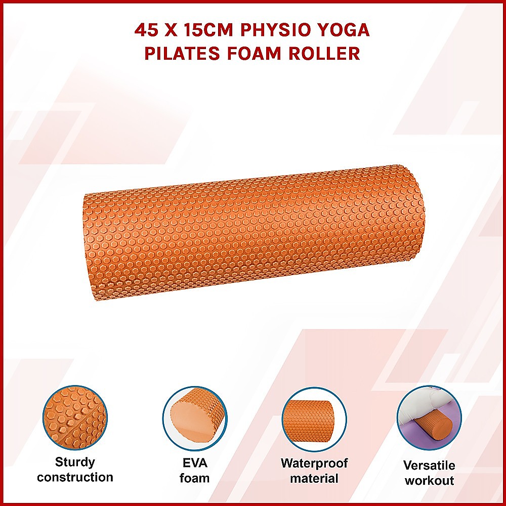 45 x 15cm Physio Yoga Pilates Foam Roller - Sports & Fitness > Exercise Gym & Fitness > Yoga & Pilates
