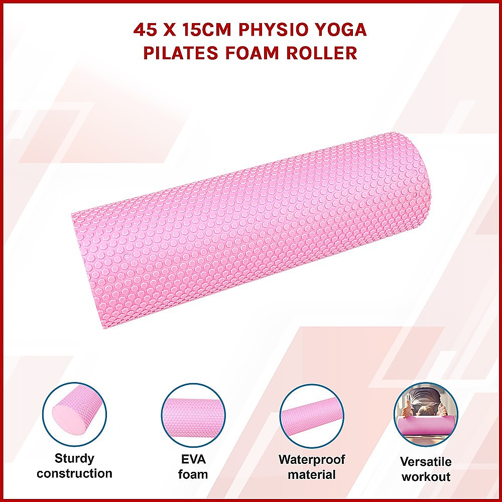 45 x 15cm Physio Yoga Pilates Foam Roller - Sports & Fitness > Exercise Gym & Fitness > Yoga & Pilates
