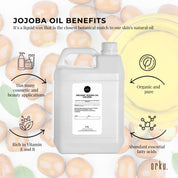 5L Organic Jojoba Oil - Golden Pure Cold Pressed Seed For Hair Skin Nails - Health & Beauty > Skincare > Facial Lotions