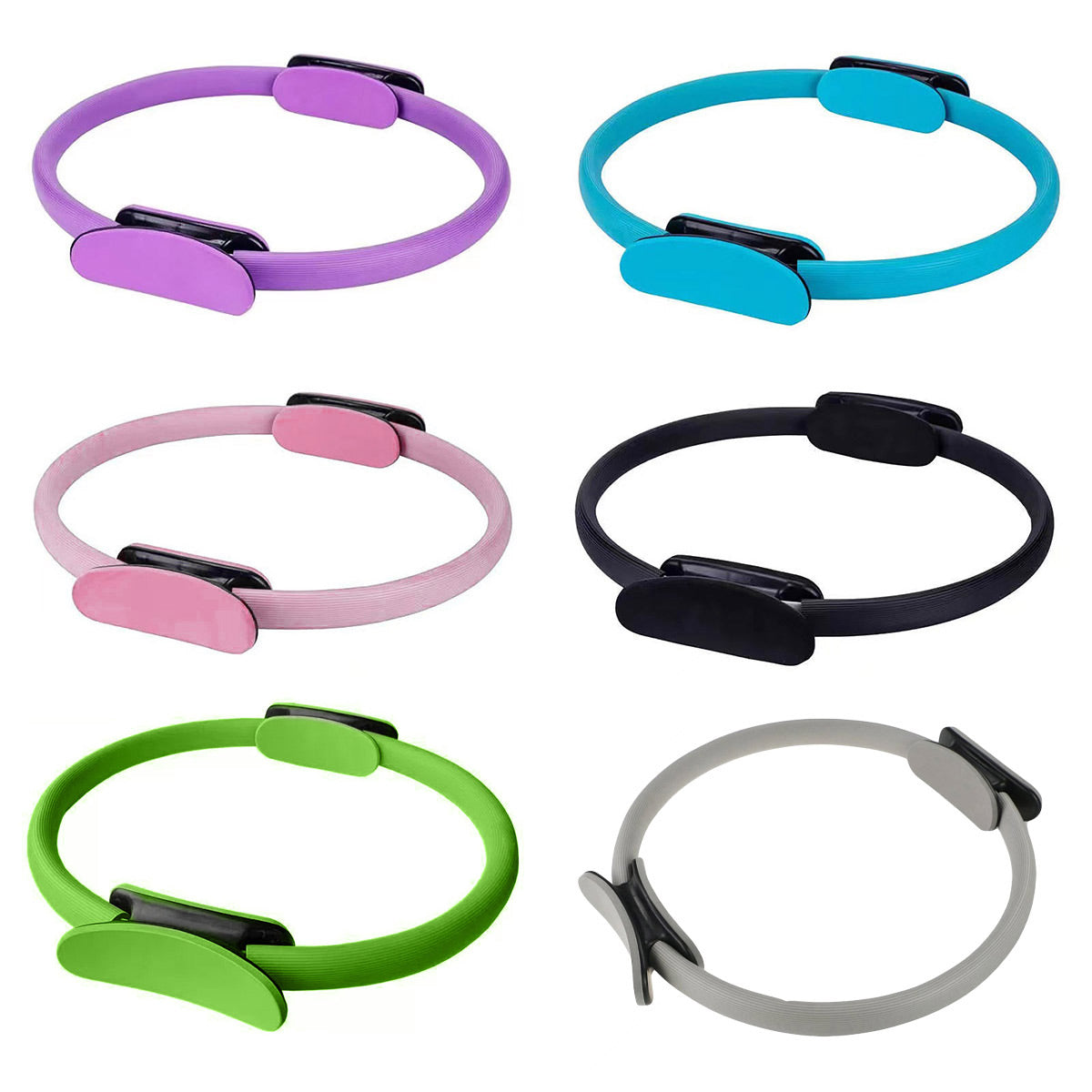 6 Colours Pilates Yoga Ring Magic Circle Fitness Equipment for Toning Slim Legs - Grey