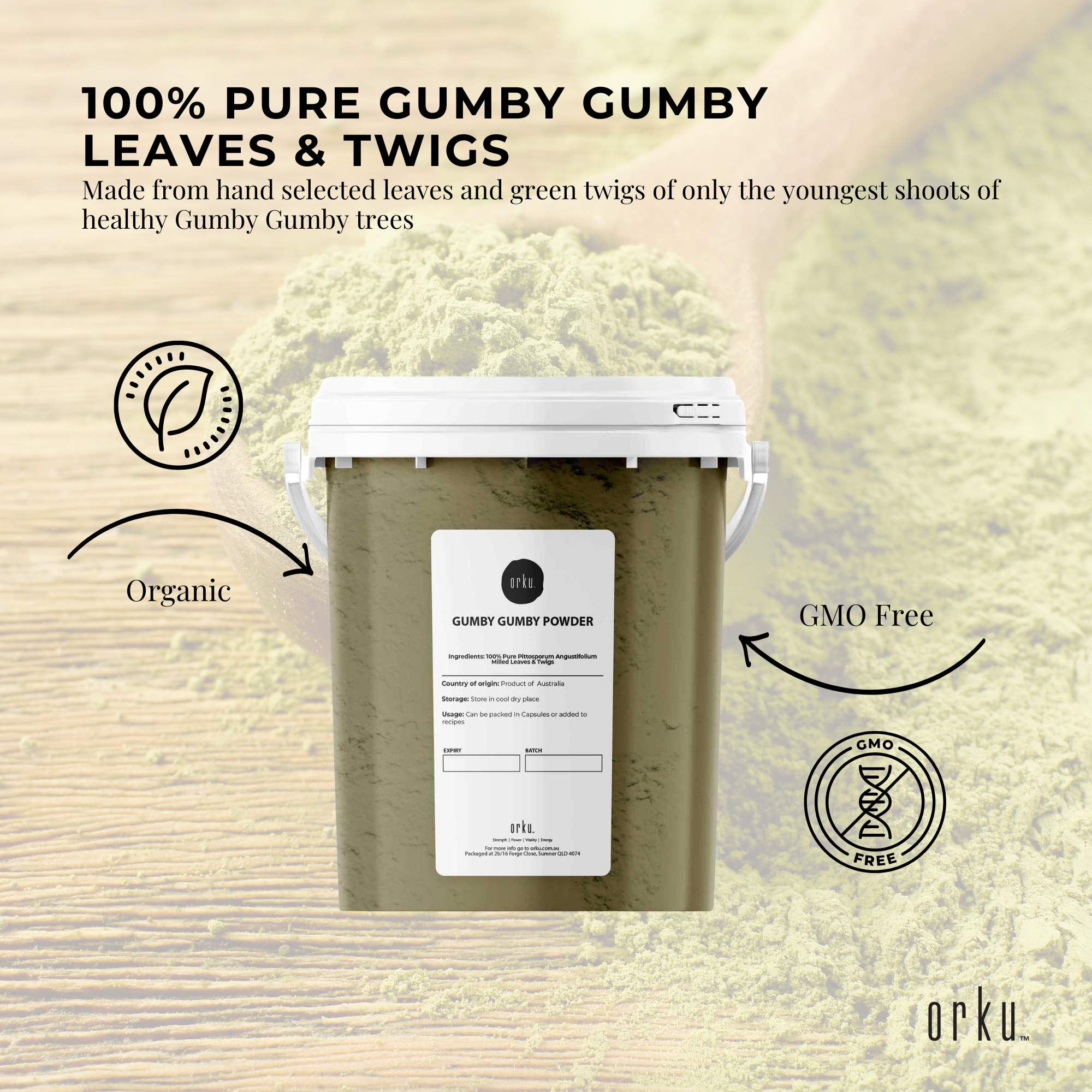 600g Gumby Gumby Pure Powder Tub Gumbi Aboriginal Plant Pittosporum Angustifolum - Health & Beauty > Nutrition &