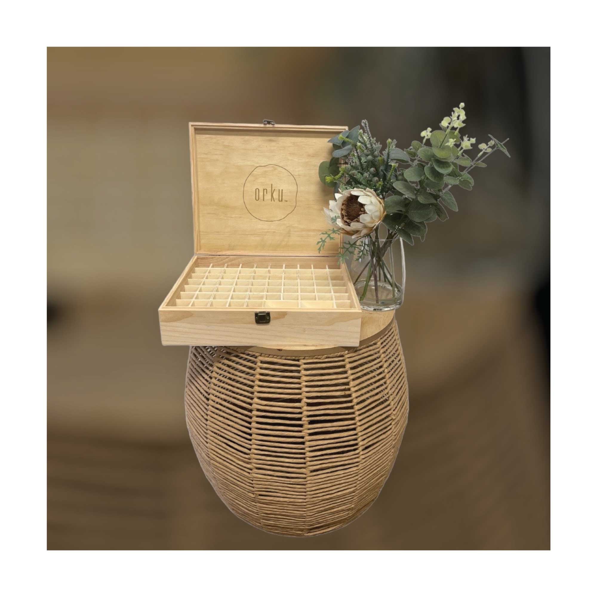 74 Slots Essential Oils Storage Box - Wooden 1-Tier Bottle Holder - Home & Garden > Kitchenware > Food Storage