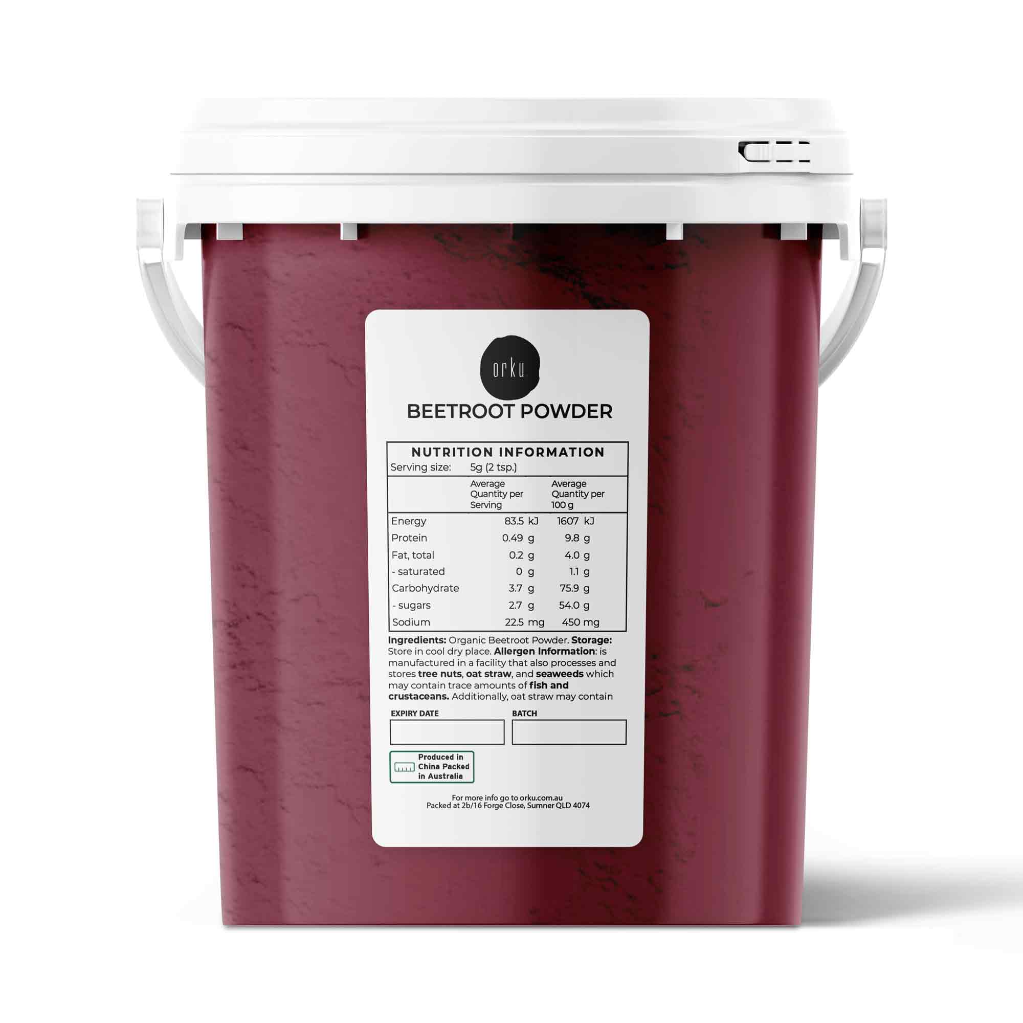 800g Organic Beetroot Powder Bucket Superfood Beet Root Supplement Beta Vulgaris - Health & Beauty > Nutrition &