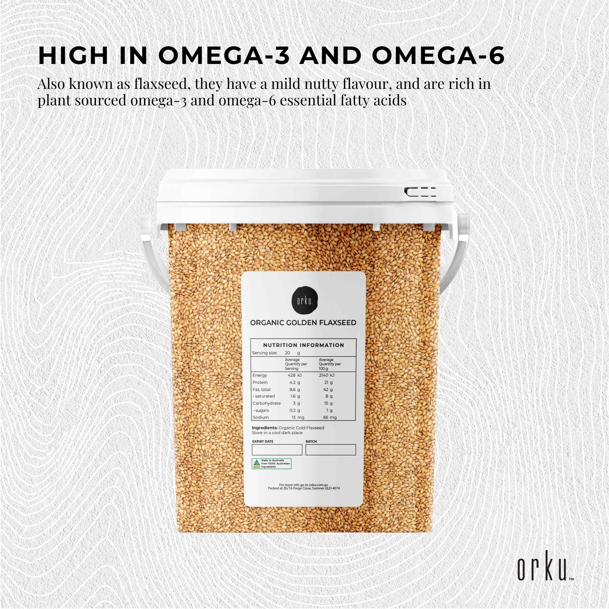 800g Organic Golden Linseed Flaxseed Tub Whole Flax Seed No GMO Omega3 6 Fibre - Food & Beverage > Pantry > Condiments