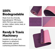 8mm TPE Yoga Mat Exercise Fitness Gym Pilates Non Slip Dual Layer - Sports & Fitness > Exercise Gym & Fitness > Yoga &