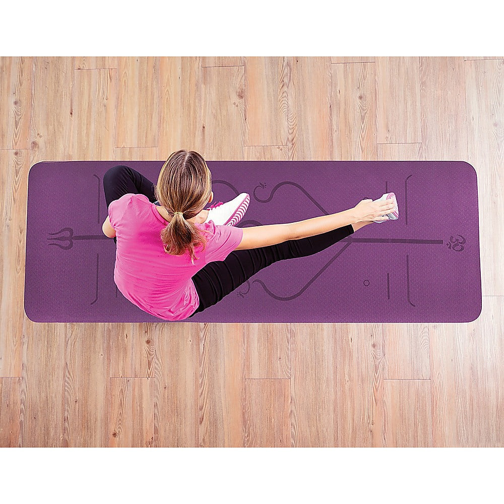 8mm TPE Yoga Mat Exercise Fitness Gym Pilates Non Slip Dual Layer - Sports & Fitness > Exercise Gym & Fitness > Yoga &