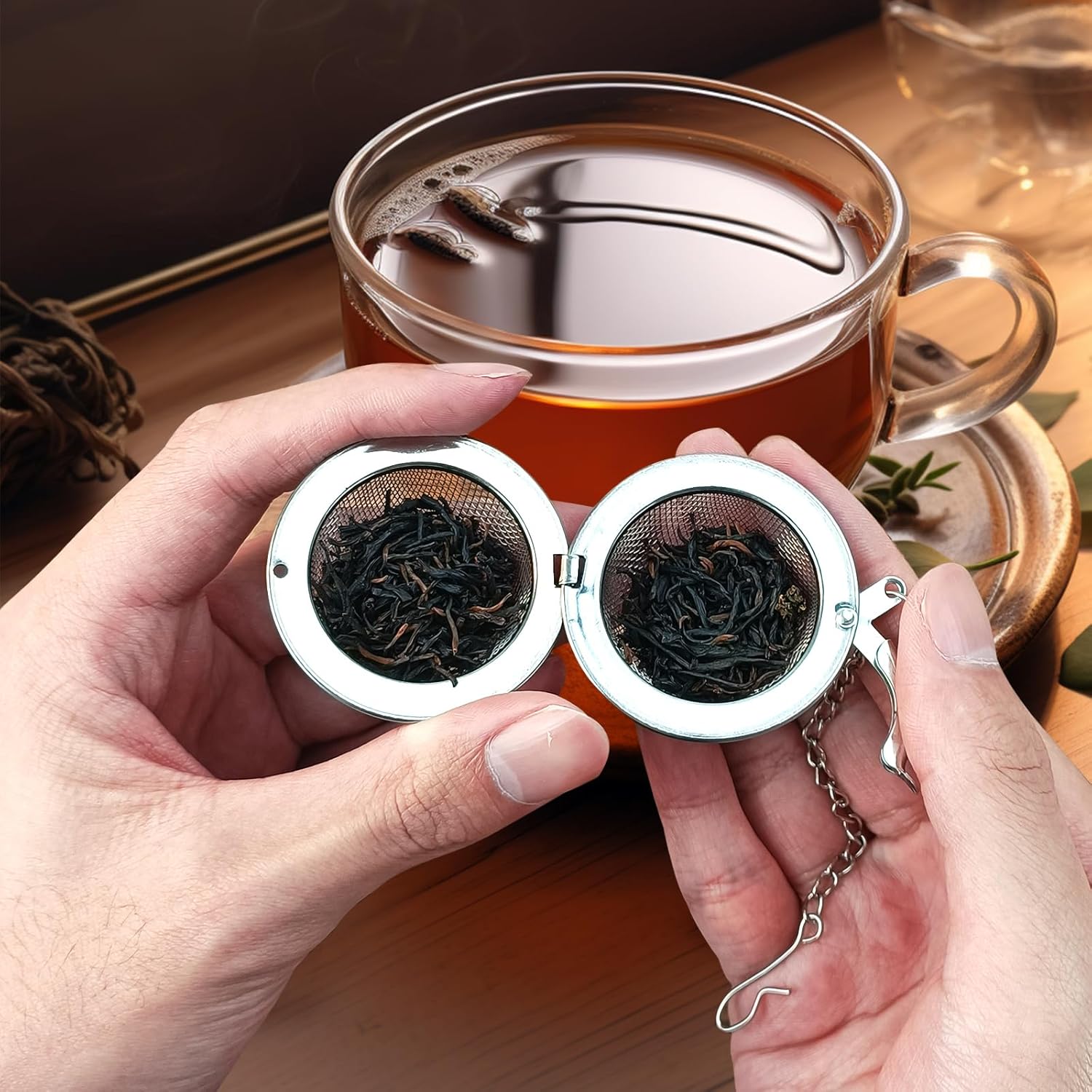8Pcs Tea Ball,2.1 inch Tea Infuser for Loose Leaf Tea,Teas Strainer with Honey Bee Set Pendant,Loose Leaf Teas Steeper for Flavoring Herbal Spices and Seasonings
