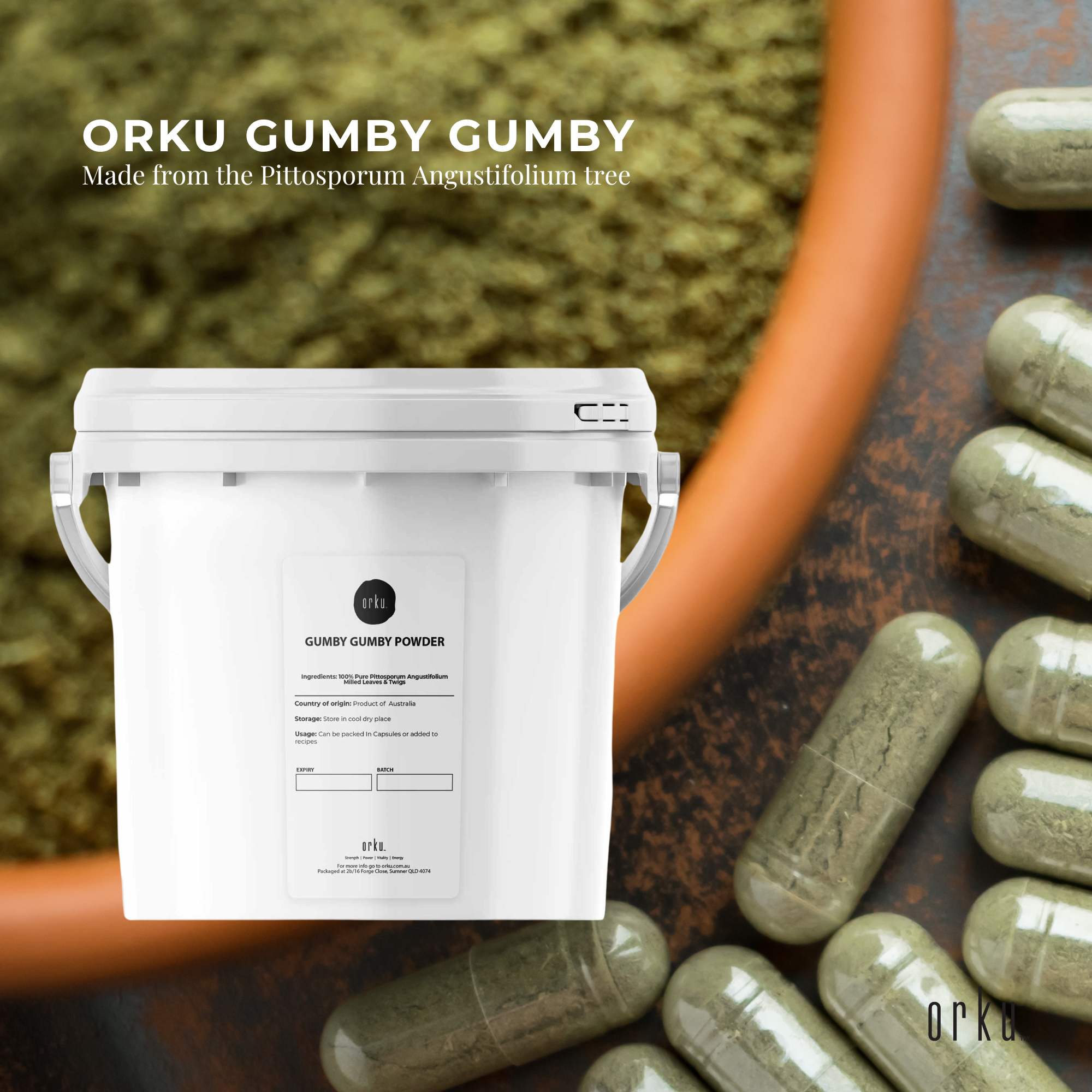 3Kg Gumby Gumby Pure Powder Tub Gumbi Aboriginal Plant Pittosporum Angustifolum