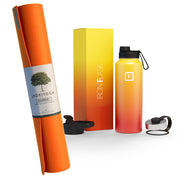 Jade Yoga Harmony Mat - Orange & Iron Flask Wide Mouth Bottle with Spout Lid, Fire, 32oz/950ml Bundle