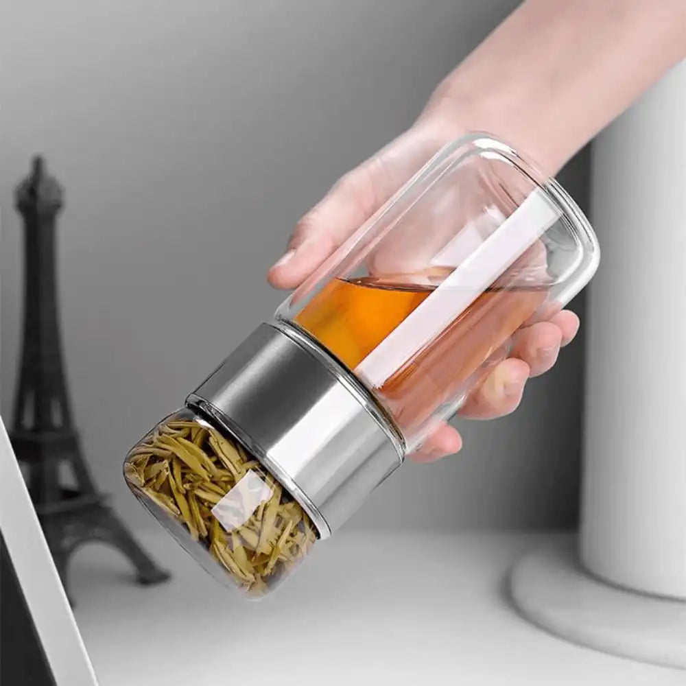 Double Wall Glass Tea Infuser Bottle