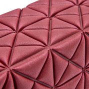 Geometric burgundy velvet triangular folds on Adidas Eco Yoga Block for enviro friendly home fitness