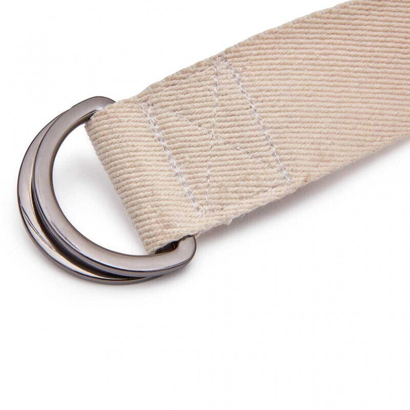 Beige fabric belt with metal D-rings for Adidas Premium Yoga Strap adjustable belt Pilates