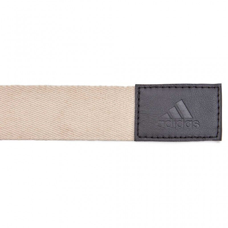 Beige fabric belt with black leather Adidas logo for Premium Yoga Strap adjustable use