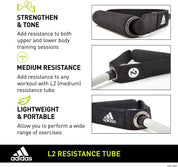 Adidas Resistance Tube Level 2 Band Elastic Yoga Fitness Gym Strap - Grey/Black - Sports & Fitness > Exercise Gym &