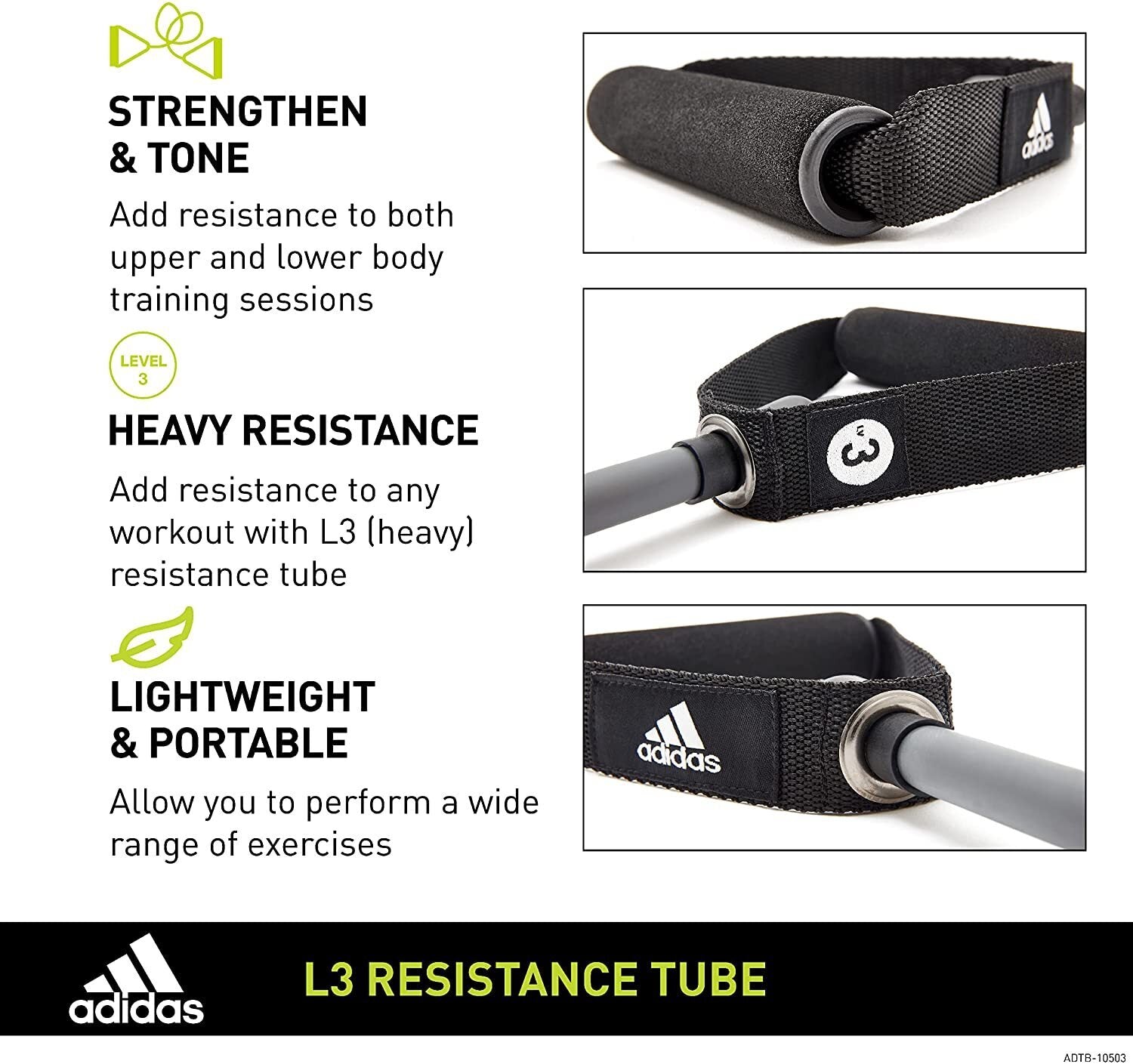 Adidas Resistance Tube Level 3 Elastic Bands Gym Fitness Yoga Workout Strap - Sports & Fitness > Exercise Gym & Fitness