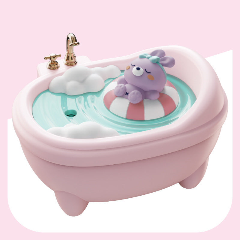Adorable Bathtub Ultrasonic Wellness Humidifier with Colorful Night Light - USB-C, 340ml, Auto Shut-Off(Pink Rabbit)