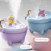 Adorable Bathtub Ultrasonic Wellness Humidifier with Colorful Night Light - USB-C, 340ml, Auto Shut-Off(Blue Bear)