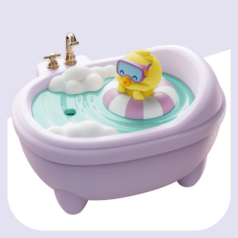 Adorable Bathtub Ultrasonic Wellness Humidifier with Colorful Night Light - USB-C, 340ml, Auto Shut-Off(Purple Duck)