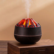 Aromatherapy Air Humidifier - Flame Effect Aromatherapy Diffuser - 300ml - Bedroom Humidifier - Campfire Shape - Small Ultra-Quiet USB Portable Humidifier for Home and Office (Dark)