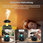 Aromatherapy Humidifier - Umbrella Humidifier - 300ml Rotating Humidifier for Bedroom with Remote Control and Timer - 7-Color LED - Humidifier for Living Room or Children's Room - Humidifiers (Black)
