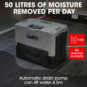 Baumr-AG 50L/day Commercial Air Dehumidifier for Mould Portable Stackable LCD Display Wheels - Appliances > Aroma