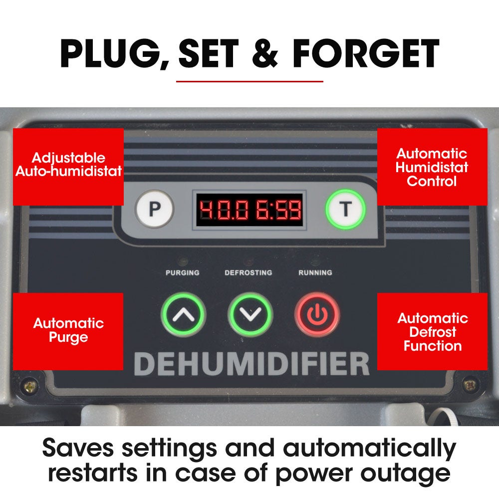 Baumr-AG 50L/day Commercial Air Dehumidifier for Mould Portable Stackable LCD Display Wheels - Appliances > Aroma