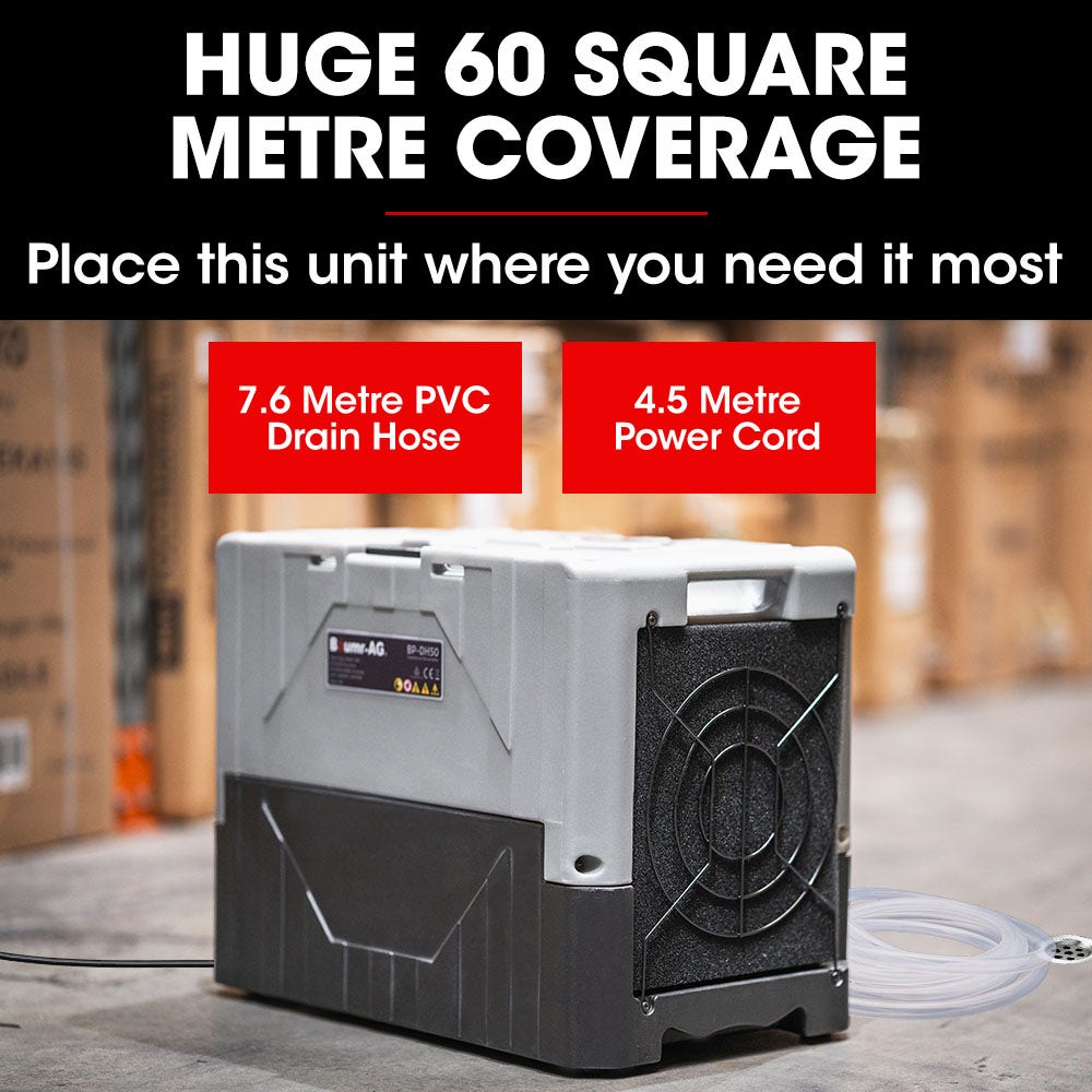 Baumr-AG 50L/day Commercial Air Dehumidifier for Mould Portable Stackable LCD Display Wheels - Appliances > Aroma