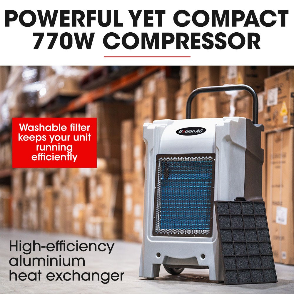 Baumr-AG 90L/day Commercial Air Dehumidifier for Mould Portable Stackable LCD Display Wheels - Appliances > Aroma