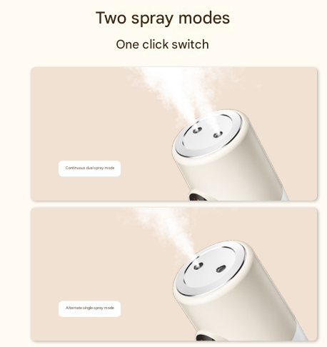 Beige + Base ortable Desktop Dual-Spray Ultrasonic Wellness Humidifier with Air Purification for Office and Bedroom