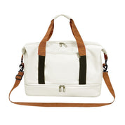 Beige Large Capacity Travel Duffel Bag for Women with Yoga Mat Holder and Shoe Compartment Water Resistant Weekend Bag Ideal for Local Gym and Travel Use
