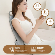 Beige Slim Wireless Shiatsu Back Therapeutic Massager Cushion - Rechargeable Heated Massage Pad for Full Back Relief