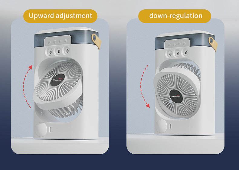 Black 3-in-1 Portable Air Cooler Fan - Desktop Humidifier & LED Light, Nano Mist