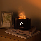 Black 3D Simulation Flame Premium Aromatherapy Diffuser & Humidifier - Ultrasonic Desktop Mister with 7-Color LED Light and Automatic Scent Spray (200ML)