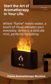 Black 3D Simulation Flame Premium Aromatherapy Diffuser & Humidifier - Ultrasonic Desktop Mister with 7-Color LED Light and Automatic Scent Spray (200ML)