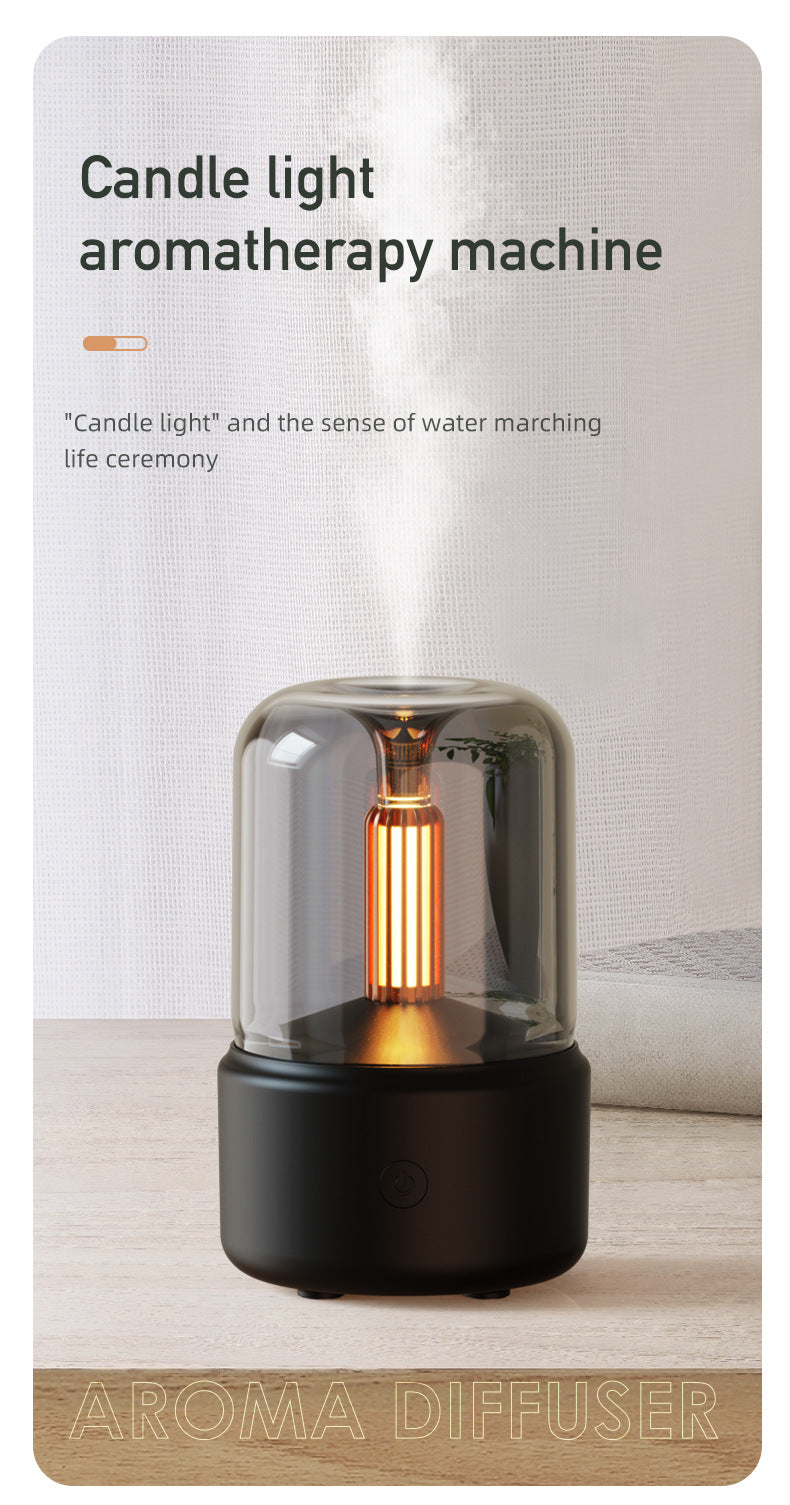 Black Creative Candleligh Premium Aromatherapy Diffuser USB Desktop Ambient Candle Lamp Humidifier